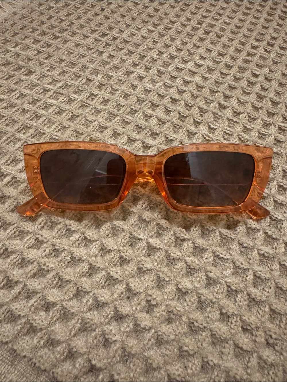 Transparent Amber Rectangle Sunglasses